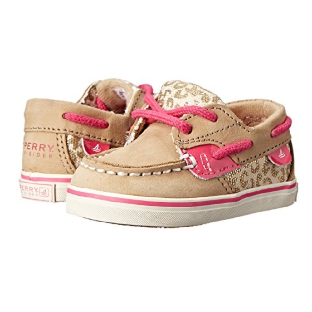 Sperry Top-Sider Bluefish Crib Boat Shoe Infant Baby Girl Size 3 Animal Print 🐆🩷 - Picture 11 of 11